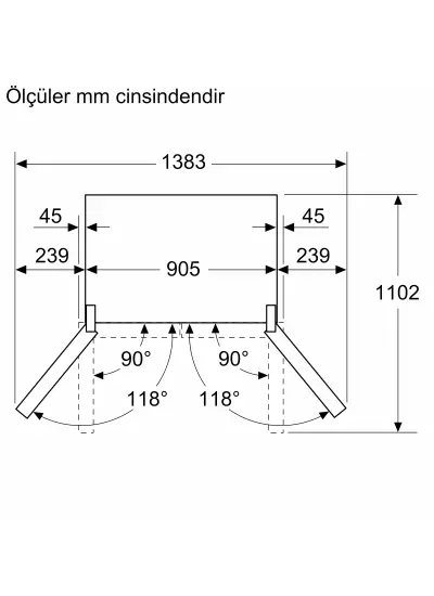 Bosch KFN96VPEA Serie 4 multi door 183 x 90.5 cm Kolay temizlenebilir Inox