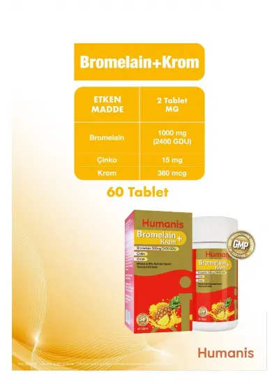 Bromelain+Krom, Çinko 60 Tablet