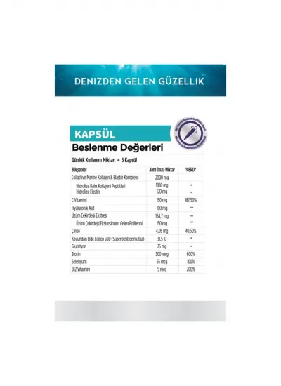 Marine Collagen ve Hyaluronic Acid Bitkisel Sert 40'lı Kapsül