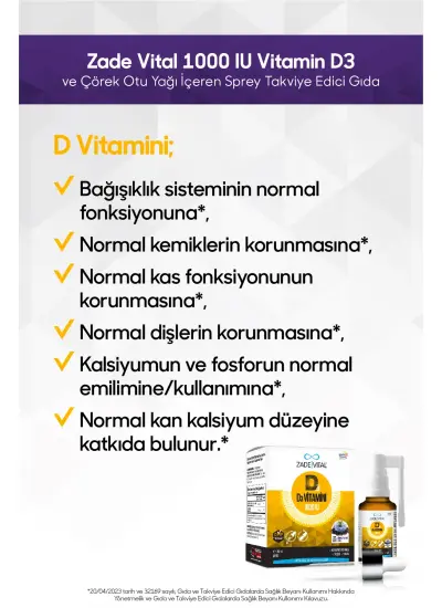 D3 Vitamini 1000 Iu Sprey 20 ml