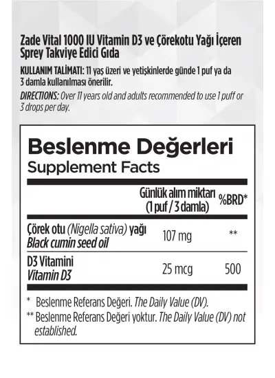 D3 Vitamini 1000 Iu Sprey 20 ml