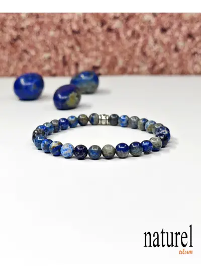 Naturel Tılsım Doğal Taş Lapis Lazuli 6 Mm Unisex Bileklik - Kadın Bileklik - Erkek Bileklik