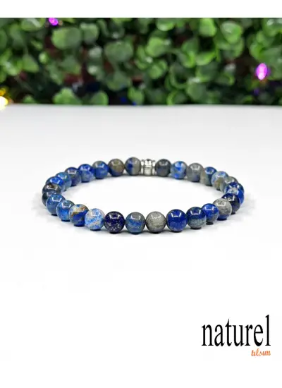 Naturel Tılsım Doğal Taş Lapis Lazuli 6 Mm Unisex Bileklik - Kadın Bileklik - Erkek Bileklik