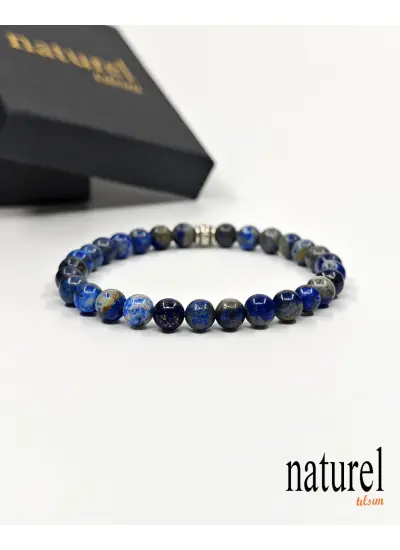 Naturel Tılsım Doğal Taş Lapis Lazuli 6 Mm Unisex Bileklik - Kadın Bileklik - Erkek Bileklik