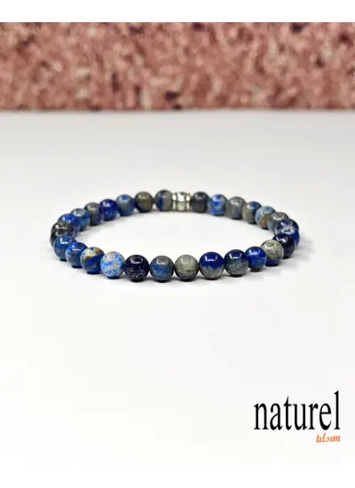 Naturel Tılsım Doğal Taş Lapis Lazuli 6 Mm Unisex Bileklik - Kadın Bileklik - Erkek Bileklik