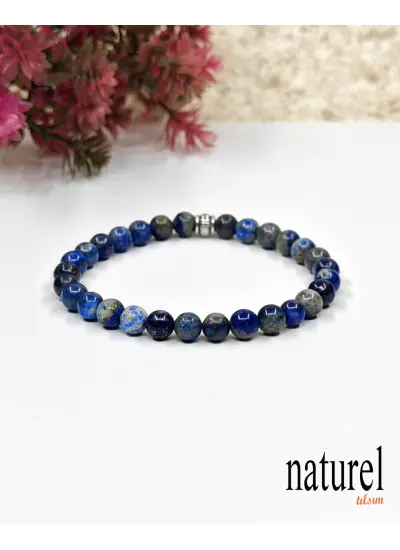 Naturel Tılsım Doğal Taş Lapis Lazuli 6 Mm Unisex Bileklik - Kadın Bileklik - Erkek Bileklik