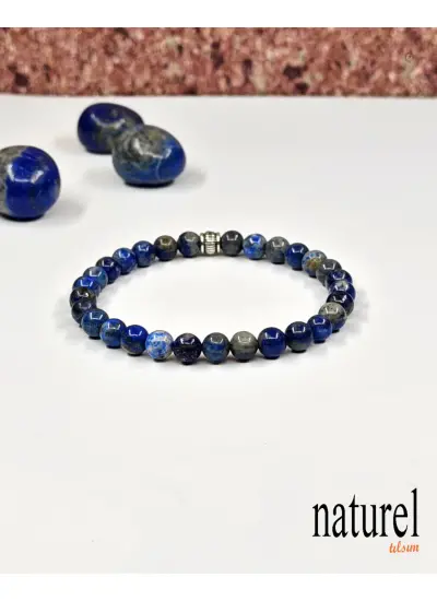 Naturel Tılsım Doğal Taş Lapis Lazuli 6 Mm Unisex Bileklik - Kadın Bileklik - Erkek Bileklik