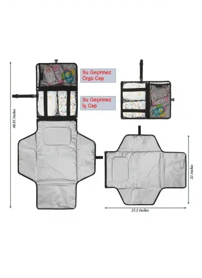 Bebek Alt Açma Örtüsü Fonksiyonel Bakım Çantası Alt Açma Minderi Siyah