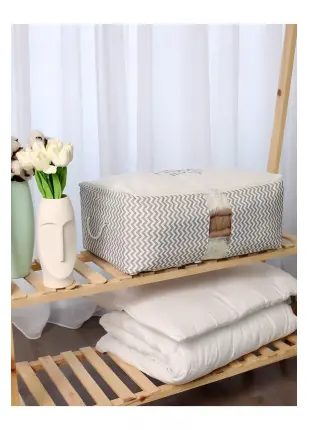 Yıkanabilir Pamuklu Home Storage Gri Balık Sırtı Gri Yazı Düzenleyici Hurç Orta Boy 21x28x52cm D70