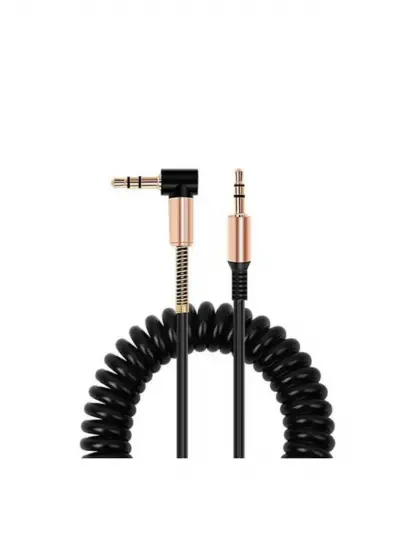 Aux Ses Kablosu 3.5mm L Tipi Metal Yaylı Dayanıklı Kablo V13