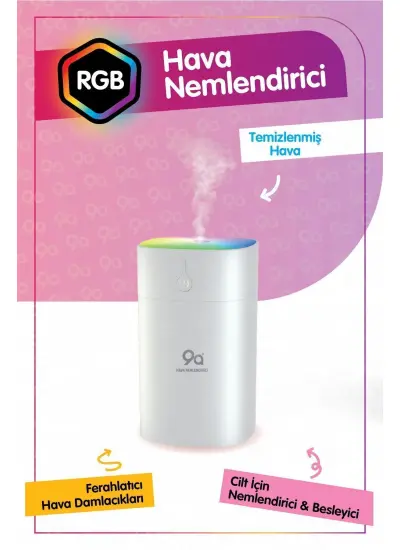 H2o Humidifier 400 Ml Ulrasonik Oda - Araç - Hava Nemlendirici Buhar Makinesi Ve Aroma Difüzörü