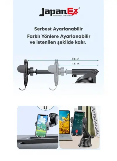 Araç içi Uzayan Ayarlanabilir Nano Jelli Telefon Tutucu Cam Ve Torpido için