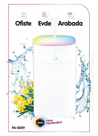 H2o Humidifier 400 Ml Ulrasonik Oda - Araç - Hava Nemlendirici Buhar Makinesi Ve Aroma Difüzörü