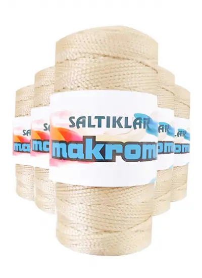 5 Adet Polyester Makrome İpi 230 Açık Bej 100 gr