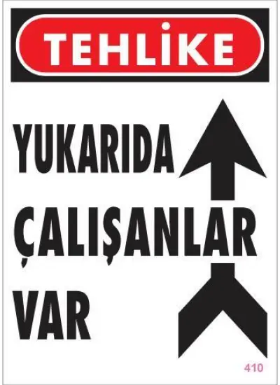 Yukarıda Çalışanlar Var Uyarı Levhası 25x35 KOD: 410