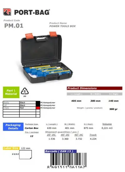 PortBag PM01 Matkap Çantası