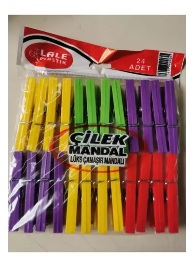 24 Plastik Çilek Mandal-L003