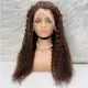 Afro Dalga Front Lace Gerçek Tül Peruk / Koyu Kahve / 70/75cm