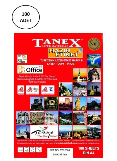 Tanex Tw-2000 210X297 Mm Lazer Etiket 100 Adet