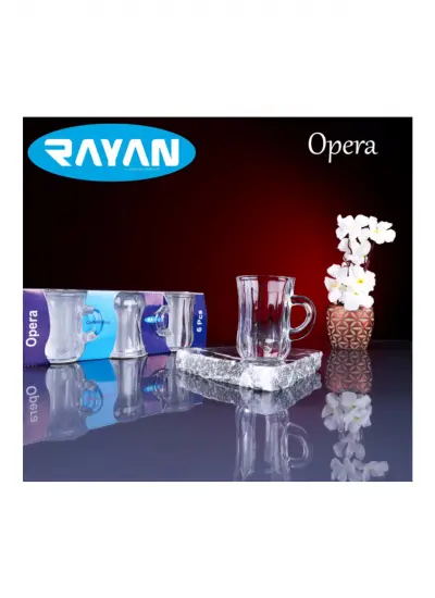 Rayan Opera 6lı Kulplu Çay Bardağı