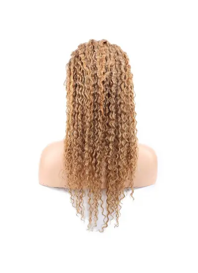 Afro Dalga Front Lace Gerçek Tül Peruk / Altın Karamel / 60/65cm