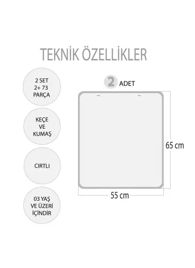 2 Set - 73 Parça  Takvimi ve Renkleri Öğreniyorum  Keçe Cırtlı Duvar Panoları , Eğitici Oyuncak