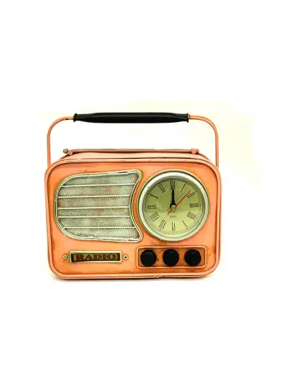 Vintage Tasarım Dekoratif Metal Radyo Saat