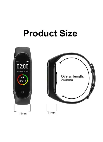 M4 Akıllı Saat Bileklik Kalp Hızı Kan Basıncı Nabız Pedometre Smart Watch