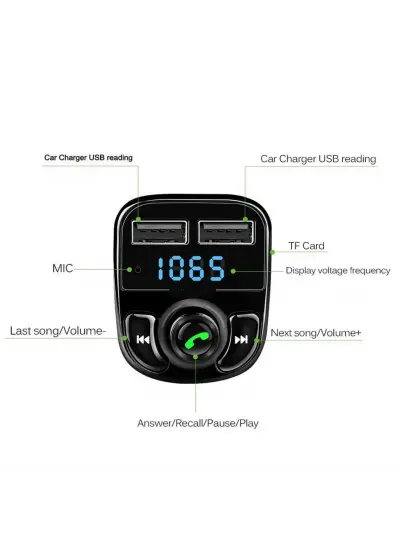 Carx8 Bluetooth Araç Kiti Fm Transmitter