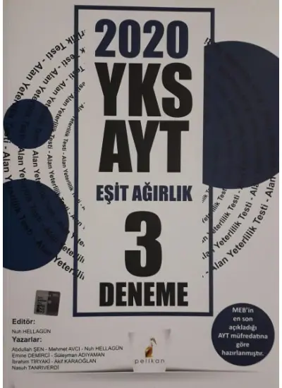 Pelikan 2020 YKS AYT Eşit Ağırlık 3 Deneme (Yeni)  (4022)