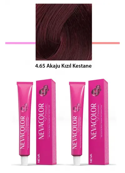 2 li Set Premium 4.65 Akaju Kızıl Kestane - Kalıcı Krem Saç Boyası 2 X 50 g Tüp