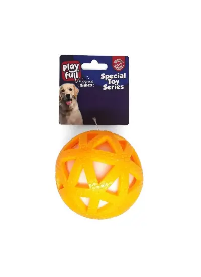 Işıklı Üçgen Desenli Plastik Top Köpek Oyuncağı 7,5 Cm Sarı