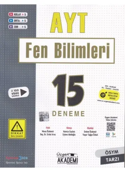 Üçgen Akademi AYT Fen Bilimleri 15 li Deneme Sınavı  (4022)