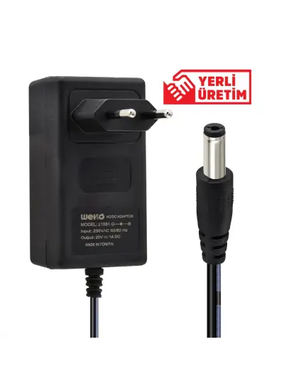 20 Volt - 1 Amper 5.5*2.5 Uçlu Yerli Üretim Priz Tipi Adaptör