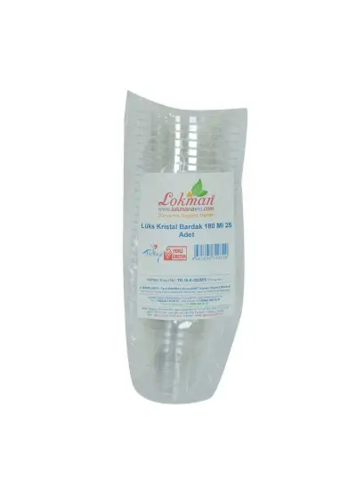 Lüks Kristal Bardak Sert Plastik Çay Kahve Su Otomat Bardağı 180 Ml 25 li 1 Paket