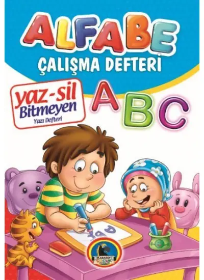 Yaz-Sil Alfabe Bitmeyen Yazı Defteri+Tahta Kalemi  (4022)