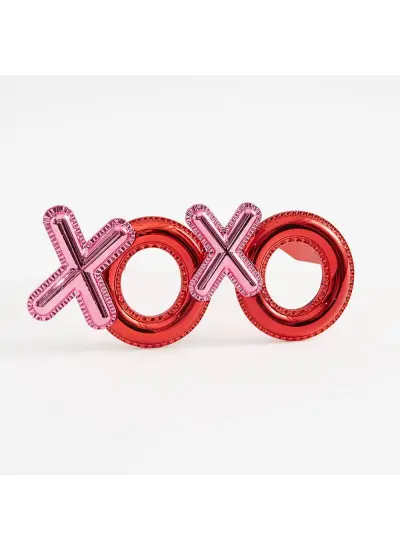 Kırmızı Renk Xoxo Yazılı Parti Gözlüğü 17x7 cm