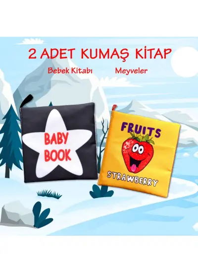 2 Kitap  İngilizce Siyah-Beyaz Bebek ve Kumaş Sessiz Kitap