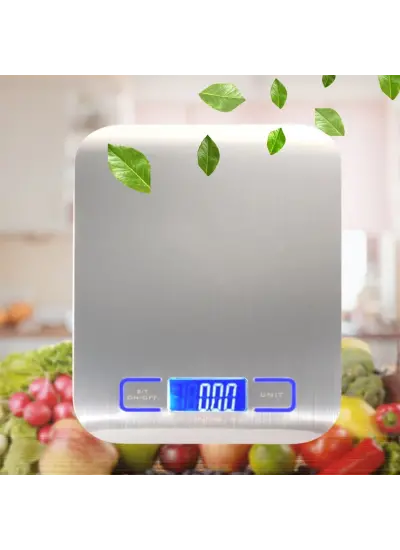 Pratik Tf 1002 Hassas Ölçümlü  Maksimum 5 Kg Kapasiteli Led Ekran Platin Dijital Mutfak Tartısı