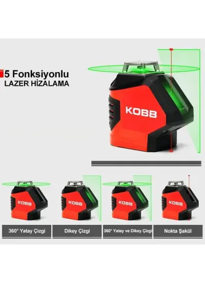 KOBB KBL88GTP 25 Metre Otomatik Hizalama Yeşil Lazer