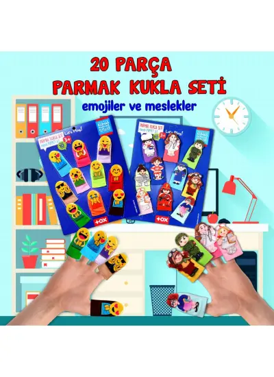 2 Set - 20 Parça  Emojiler ve Meslekler Parmak Kukla