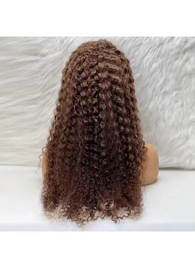 Afro Dalga Front Lace Gerçek Tül Peruk / Koyu Kahve / 70/75cm