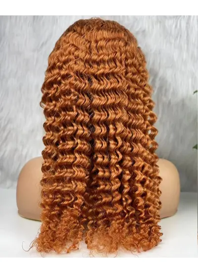 Gerçek Front Lace Tül Peruk / Afro Dalgalı / Bakır 70/75cm