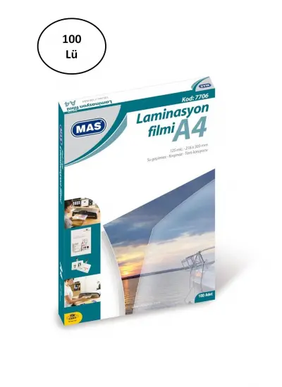 Mas 7706 A4 125 Micron 100 Adet Laminasyon Filmi