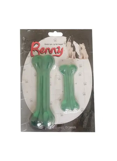 Benny Köpek Oyuncağı İkili Kemik 9 cm-14 cm Yeşil