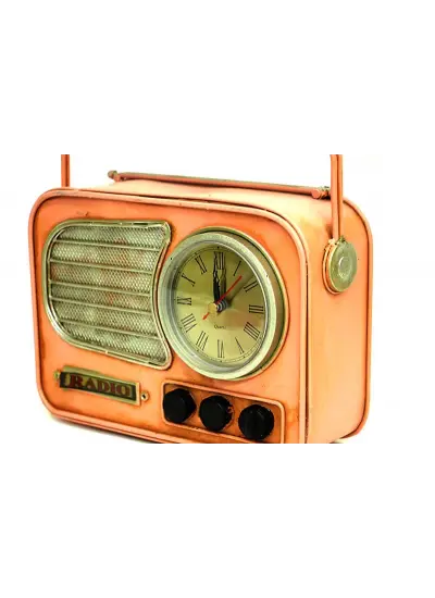 Vintage Tasarım Dekoratif Metal Radyo Saat