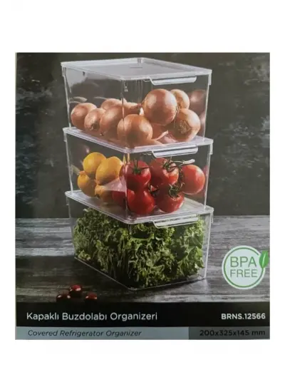 Buzdolabı Organizeri Büyük Boy Kapaklı 200x325x145 mm