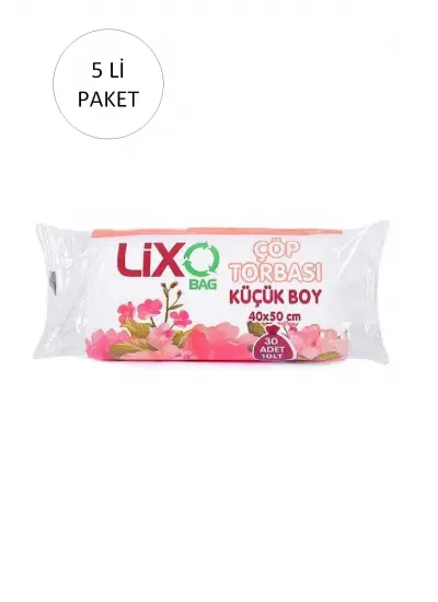 Küçük Boy Çöp Torbası 40 x 50 cm 30 Lu Rulo x 5 Paket = 150 Adet (Şeffaf)