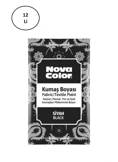 Nova Color 12 Gr Toz Kumaş Boyası Siyah Nc-904 12li