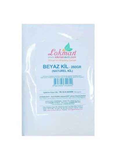 Beyaz Kil Öğütülmüş Doğal Saf Naturel 250 Gr Paket